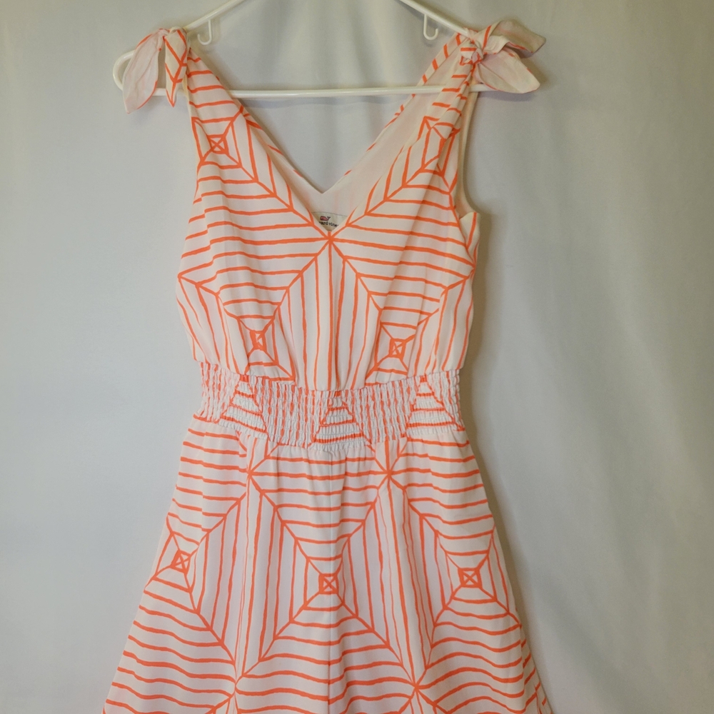 Vineyard Vines Canopy Geo Jumpsuit White Orange - Picture 2 of 5